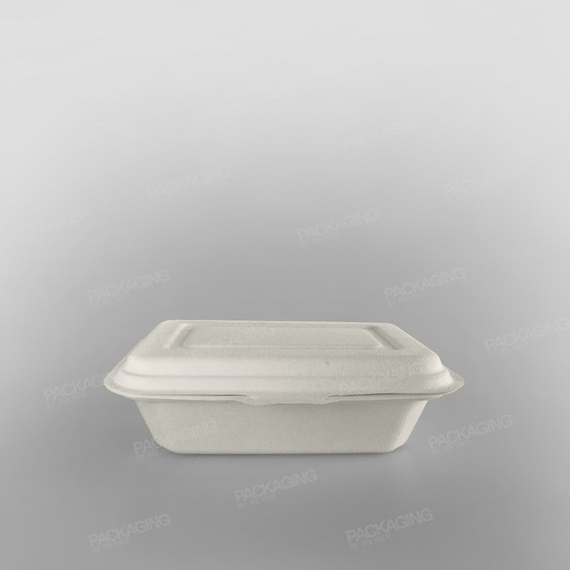 Bagasse Compostable Regular Clamshell Meal Box - 7 x 5 x 2.5 inch