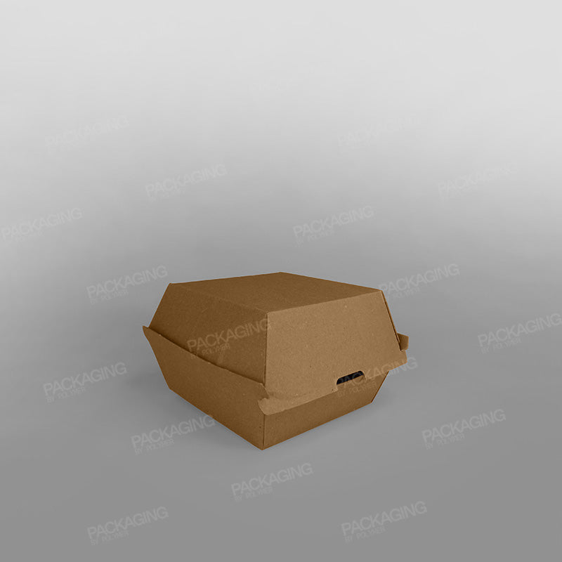 Clamshell Corrugated Kraft Burger Box - 105x102x84mm