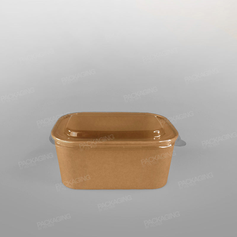 PET Lid For Go-Pak Kraft Rectangular Food Bowl - 500/750/1000cc