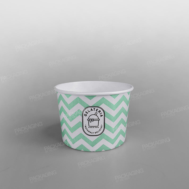 Paper Ice Cream Cups [8oz] Green [Wave Design]