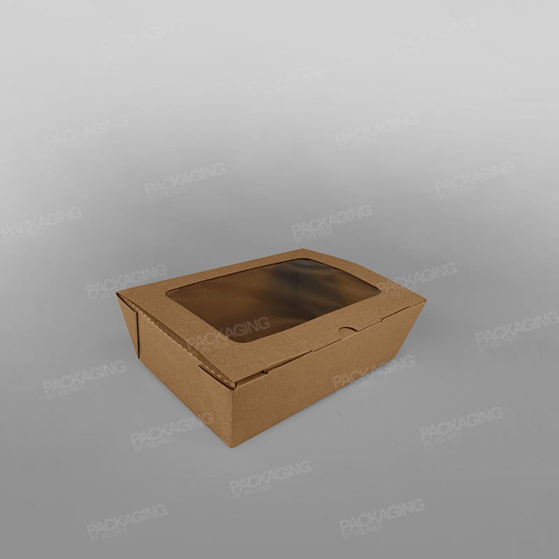 Kraft Paper Rectangular Food Box With Window For Hot & Cold Food