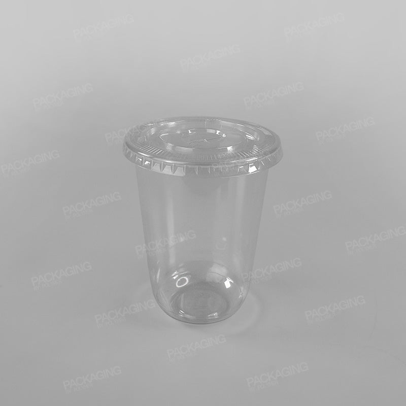 Clear PET Flat Lid With Straw Slot For U Shape Bubble Tea Cup