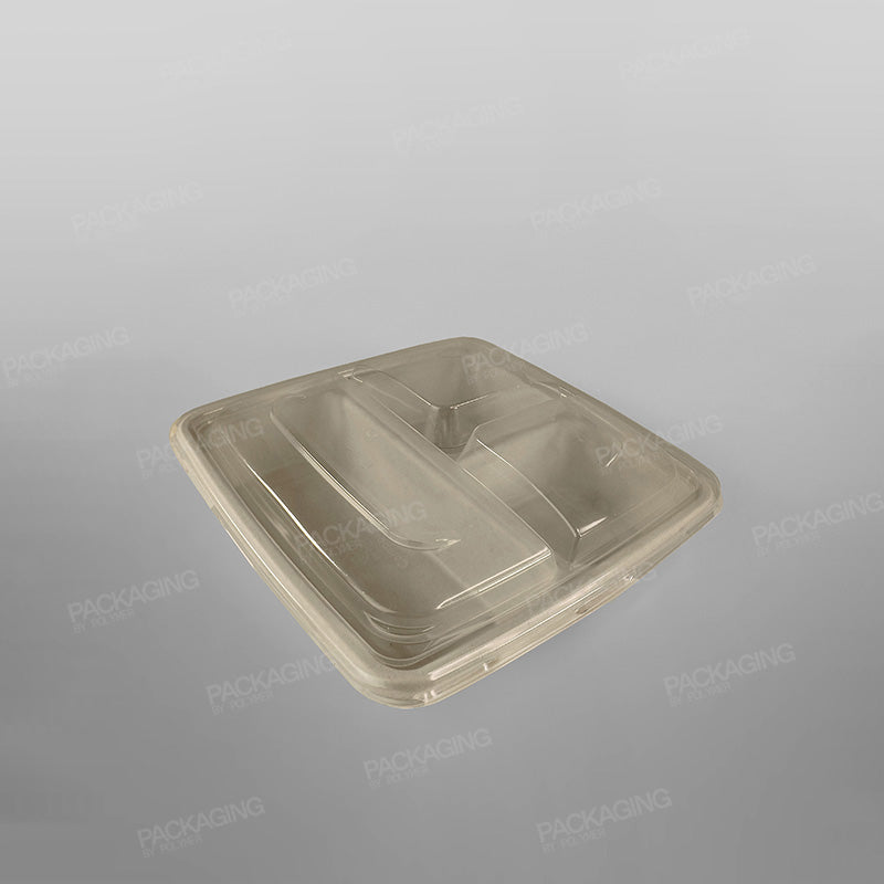 Sabert 3 Compartment PP Flat Lid For 3 Compartment Large Square Pulp Container