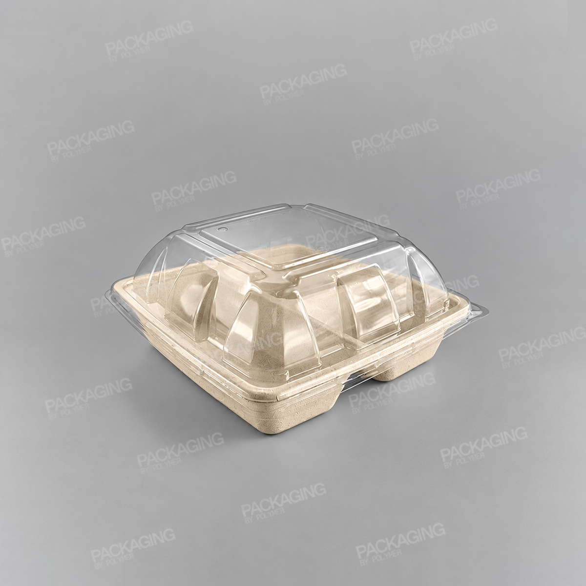 Sabert 3 Compartment Large Square Pulp Container