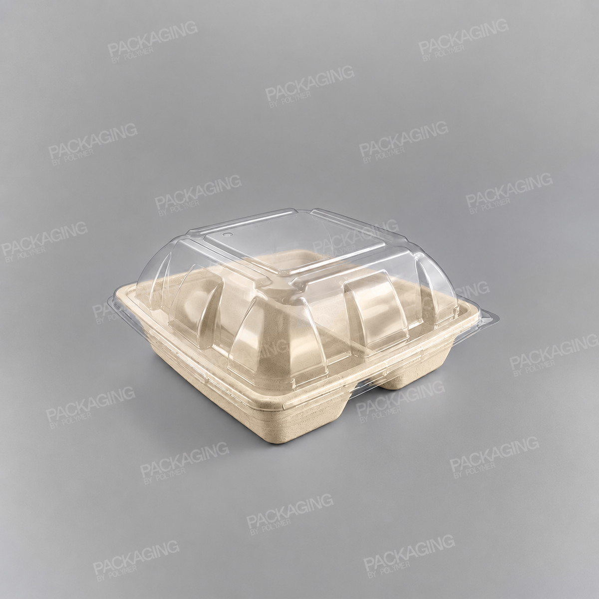 Sabert PP Domed Lid For 3 Compartment Large Square Pulp Container
