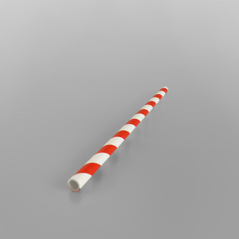 Individually Wrapped Red & White Striped Paper Straws [200 x 6mm]