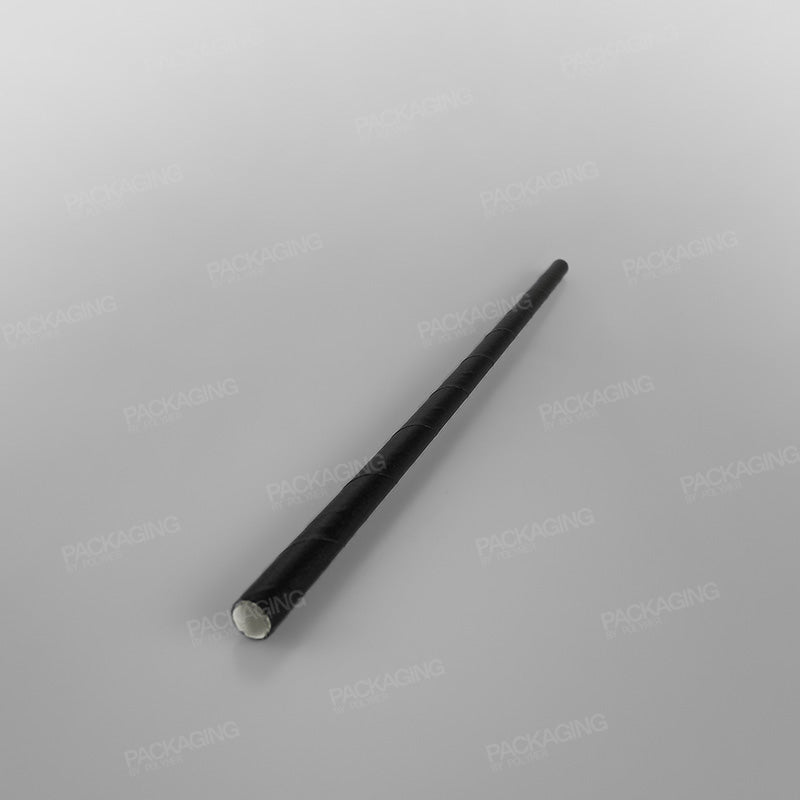 Straight Bottle Straw Paper (250x5mm/10") - Black