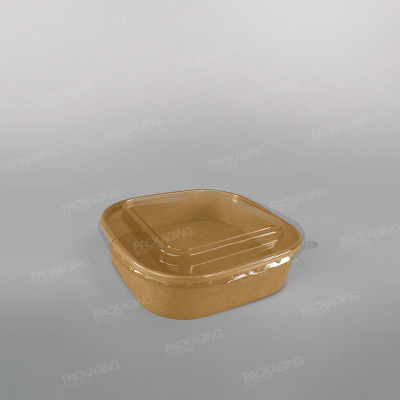 Hippo PET Lids For Square Kraft Food Bowls