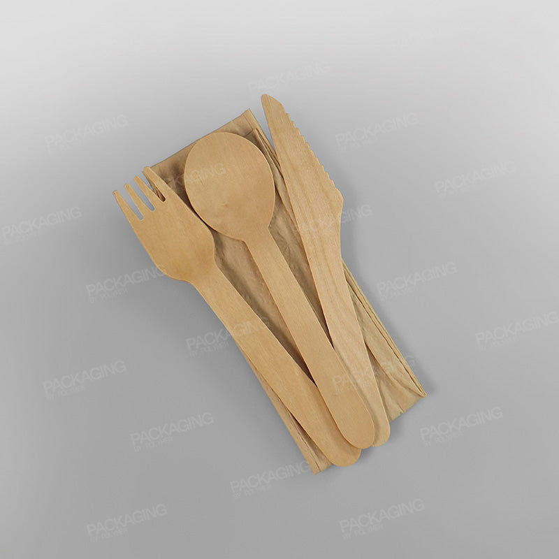 Wooden Cutlery Pack (Napkin, Fork, Knife,Spoon)