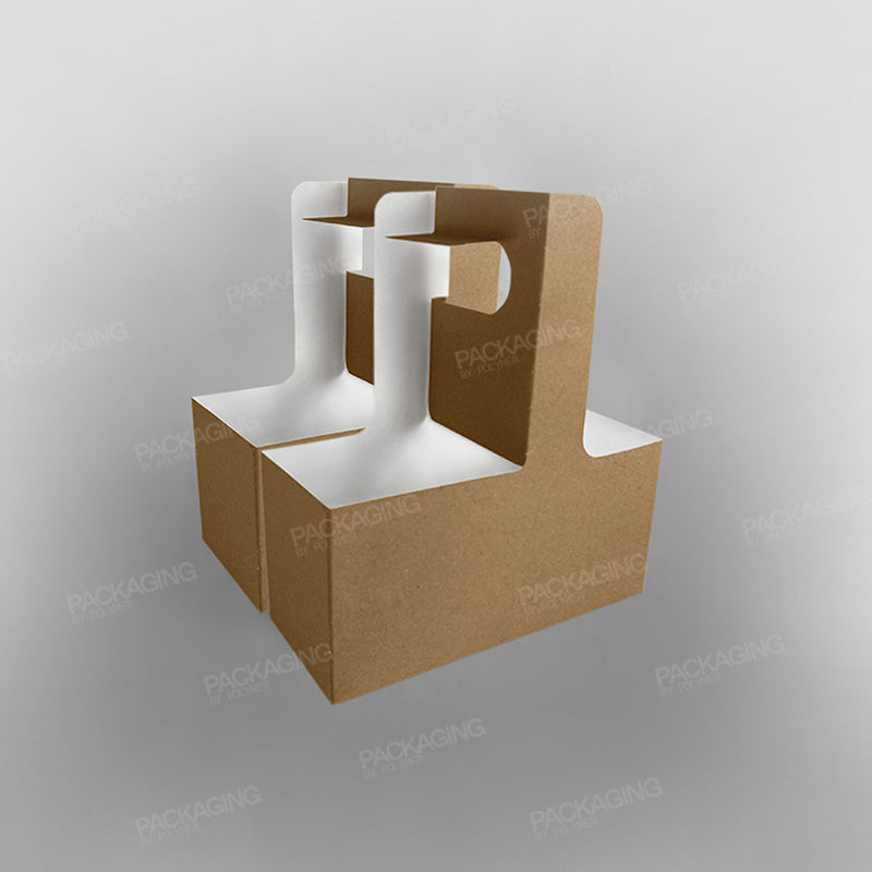 Kraft Paper Cup Carrier For 2/4 Cups