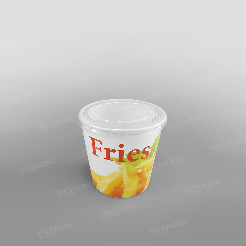 White Paper Food Container - French Fries Design