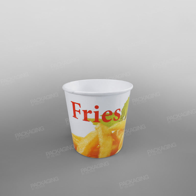 White Paper Food Container - French Fries Design