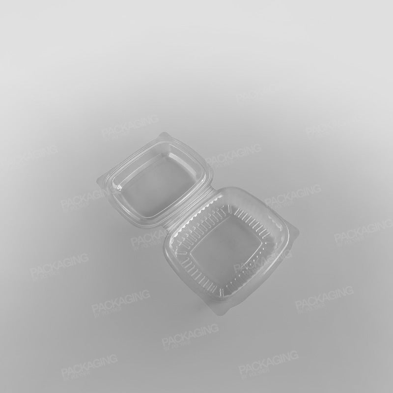 Somoplast Clear Hinged Rectangular Plastic Container - Domed Lid