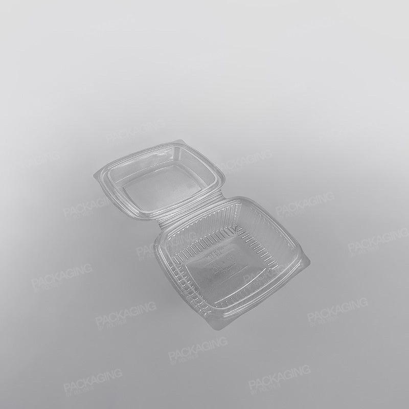 Somoplast Clear Hinged Rectangular Plastic Container - Domed Lid