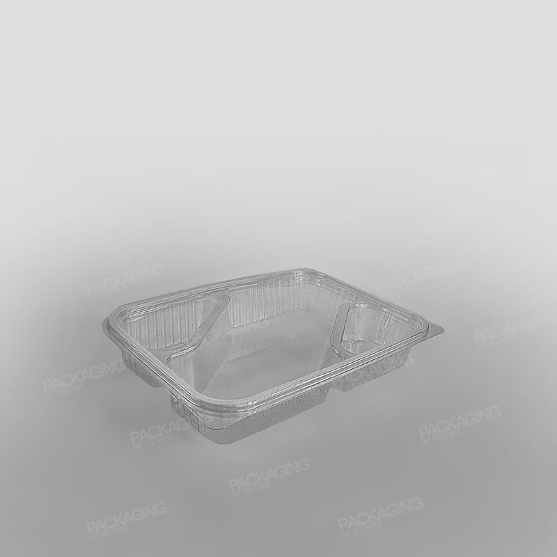 Somoplast 3 Compartment Clear Hinged Rectangular Container