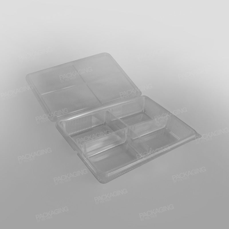 Somoplast 4 Compartment Clear Hinged Rectangular Container