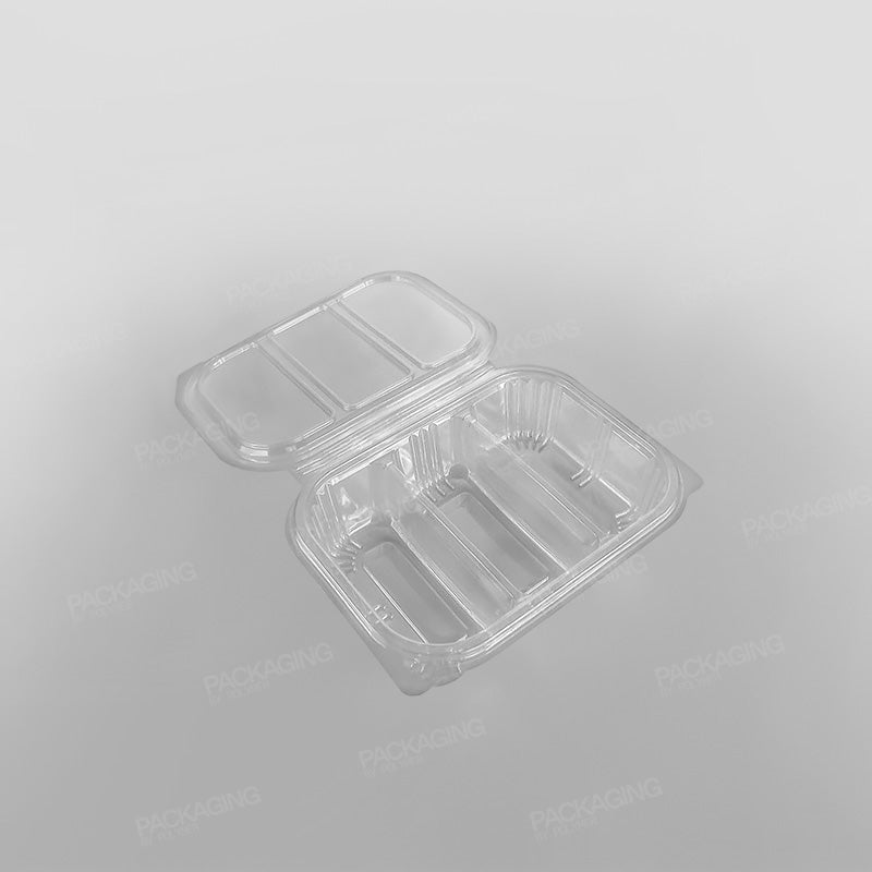 Somoplast 3 Compartment Clear Hinged Rectangular Container - 550cc Economy