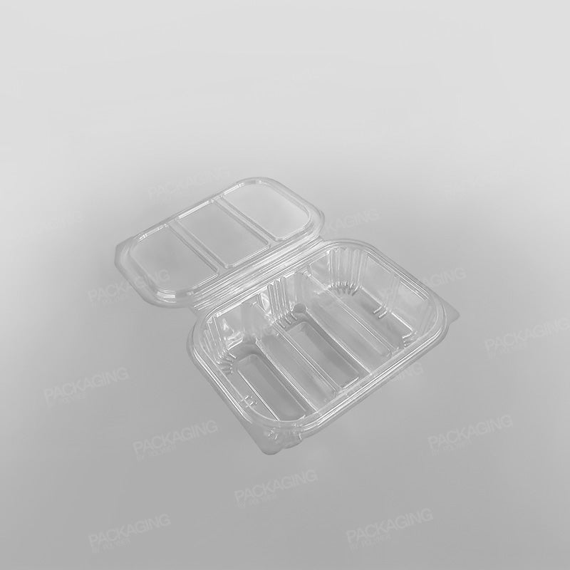 Somoplast 3 Compartment Clear Hinged Oval Container - 550cc Economy