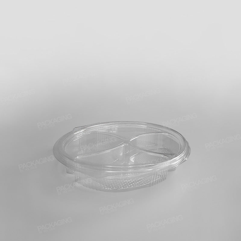 Somoplast 4 Compartment Clear Hinged Oval Container - 550cc