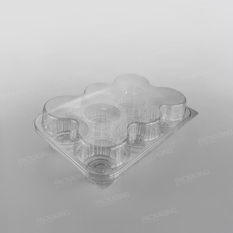 Somoplast Hinged Clear Muffin Container - 6 Muffins - 80mm Diameter