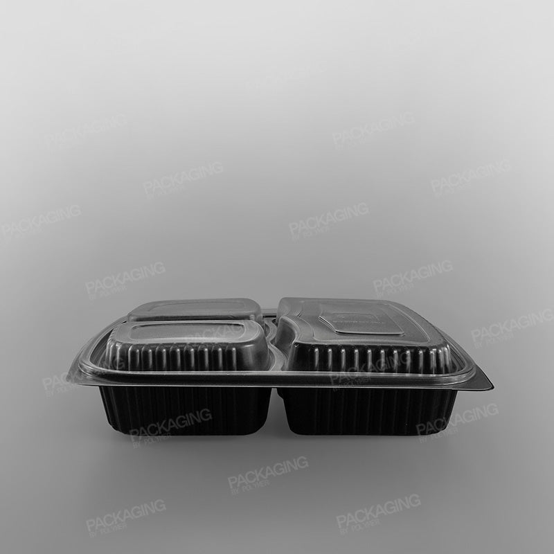 Somoplast Black 3 Compartment Microwavable Container