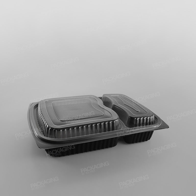 Somoplast Black 2 Compartment Microwavable Container