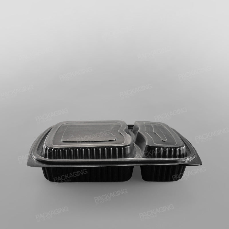 Somoplast Black 2 Compartment Microwavable Container