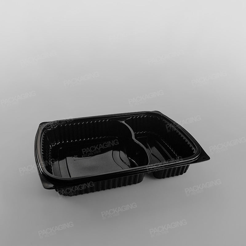 Somoplast Black 2 Compartment Microwavable Container