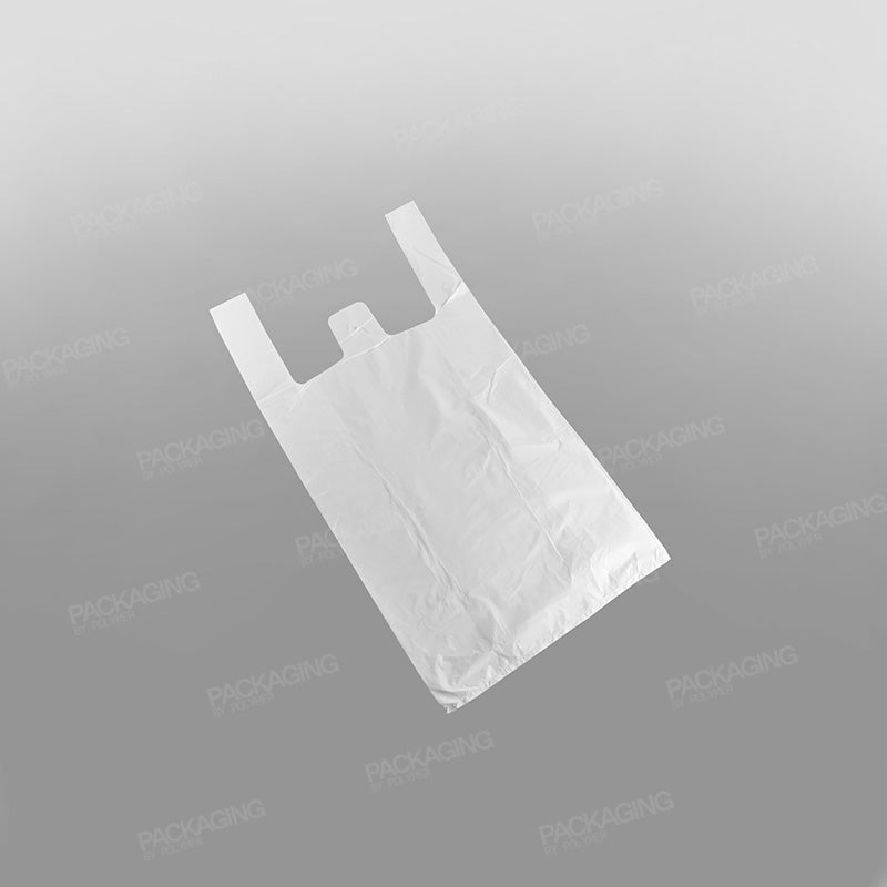 White Plastic Vest Carrier Bag, Lightweight [11x17x21inch]