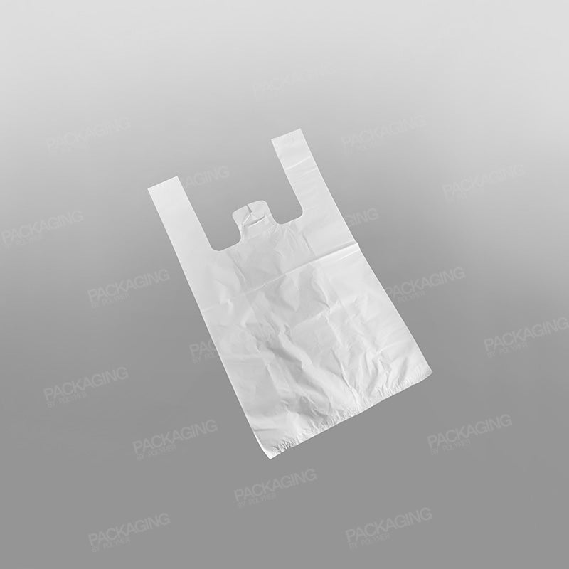 White Plastic Vest Carrier Bag, Heavyweight [13x20x23inch]