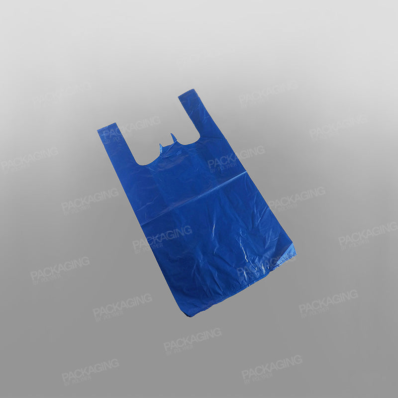 Blue Plastic Economy Vest Carrier Bag