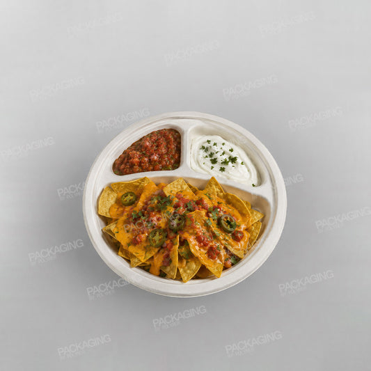 Bagasse Dinner Plate, 10 Inch, 3 Compartment