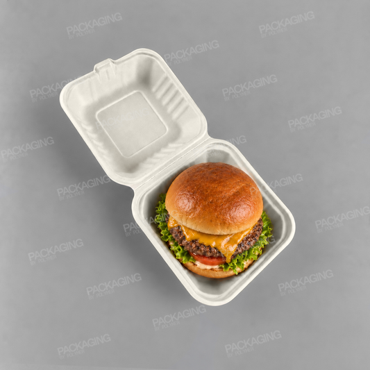 Compostable Bagasse Burger Box - 6inch