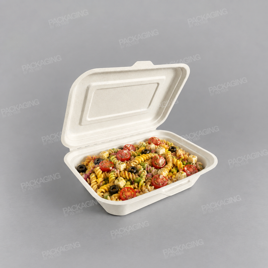 Bagasse Compostable Regular Clamshell Meal Box - 7 x 5 x 2.5 inch