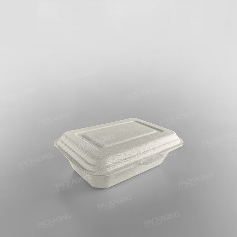 Bagasse Compostable Regular Clamshell Meal Box - 7 x 5 x 2.5 inch