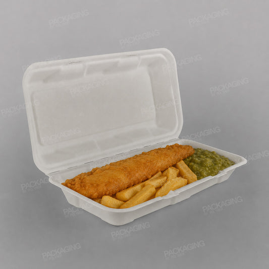 Vegware Compostable Bagasse 12x6inch Fish & Chips Box