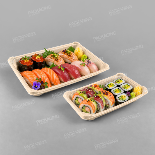 Compostable Bagasse Sushi Tray [Multiple Sizes]