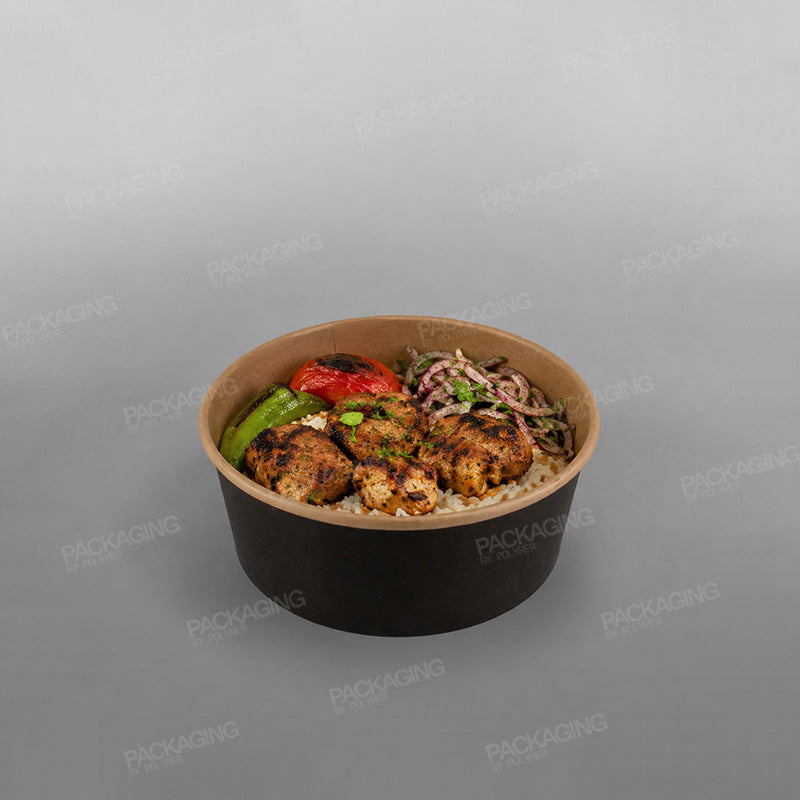Black Round Paper Food Bowl