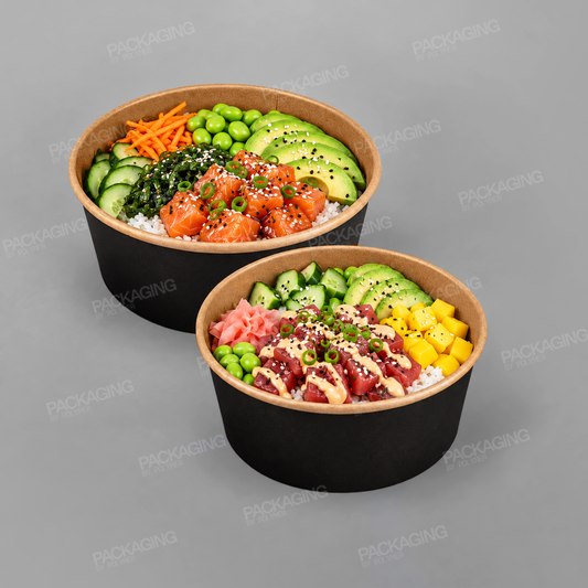 Black Round Paper Food Bowl