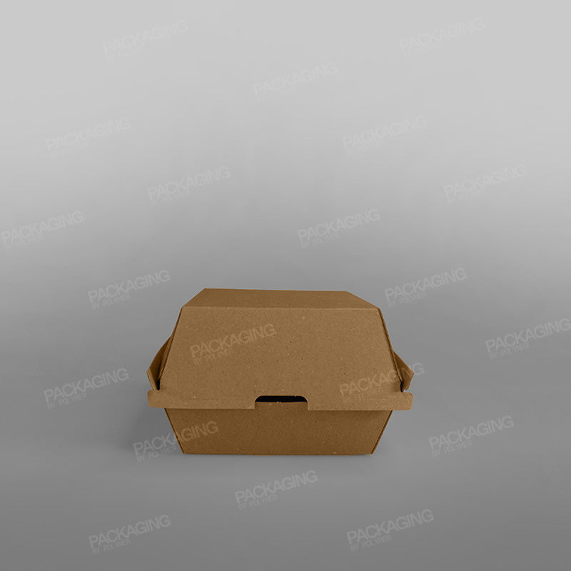 Clamshell Corrugated Kraft Burger Box - 105x102x84mm