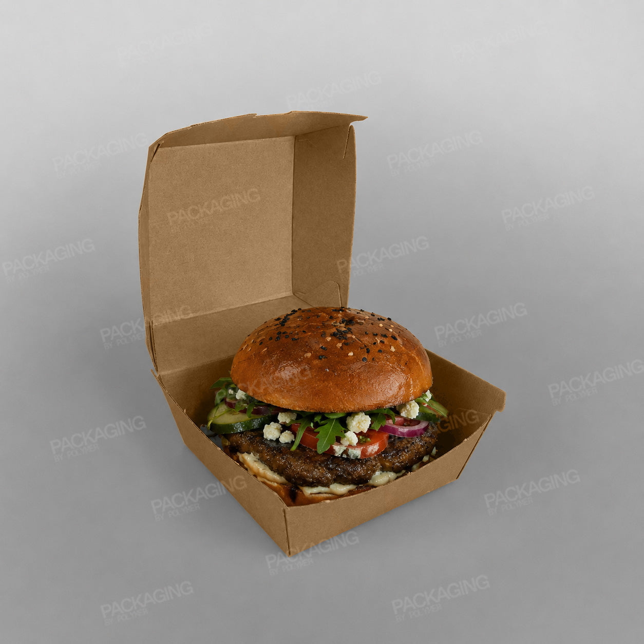 Clamshell Corrugated Kraft Burger Box - 105x102x84mm