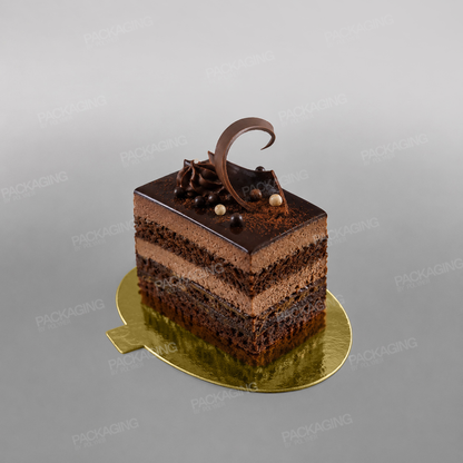 Single Slice Cake Card, Gold - Oval - 7.5 x 10.5cm