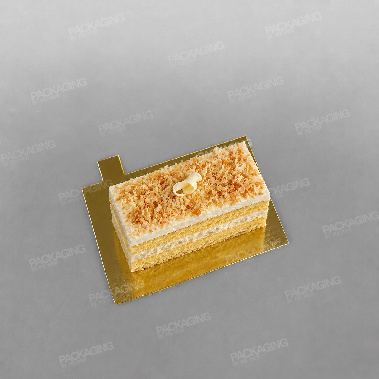 Single Slice Cake Card, Gold - Rectangular - 8 x 12cm