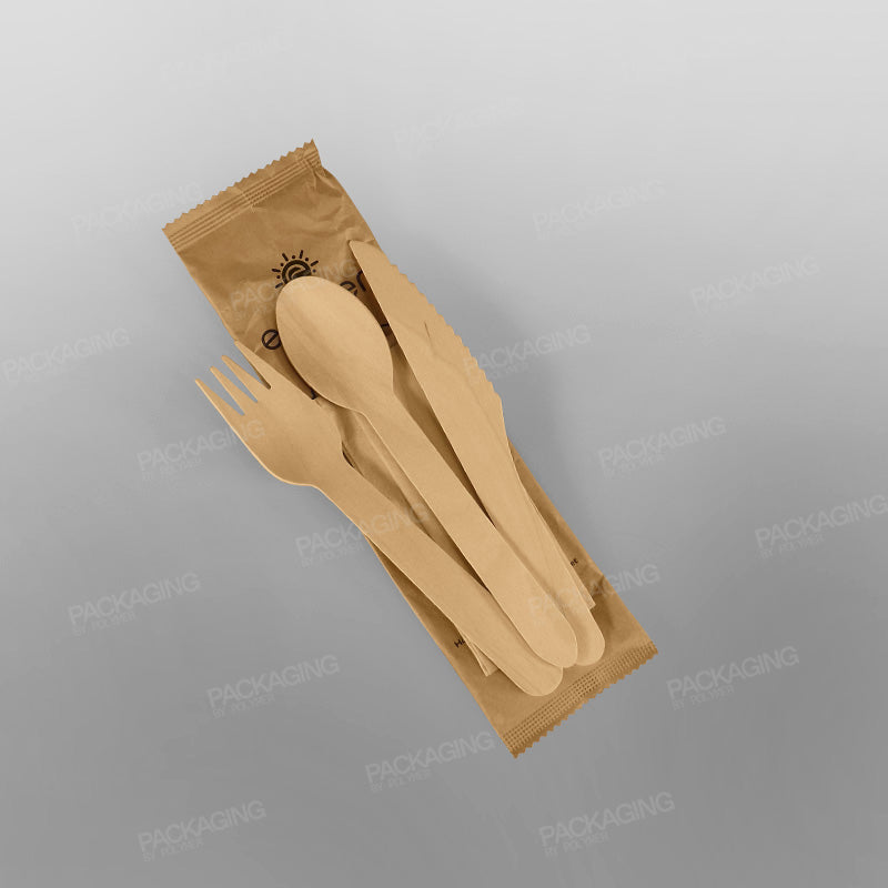 Wooden Cutlery Pack (Napkin, Fork, Knife, Spoon)