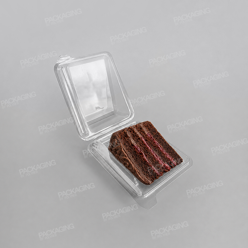 Somoplast Plastic Cake Slice Clear Hinged Container