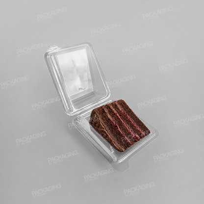 Somoplast Plastic Cake Slice Clear Hinged Container