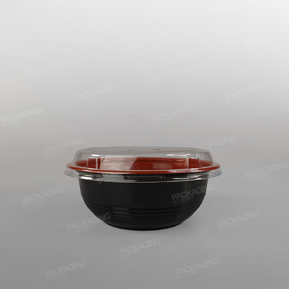 Somoplast Black/Red Microwavable Donburi Bowl & Clear Lid