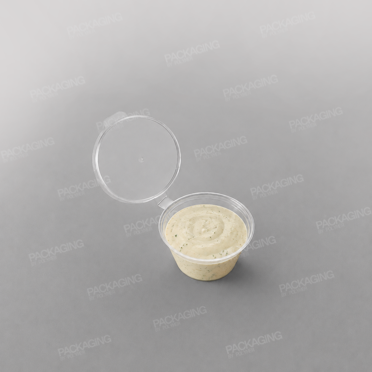 Hinged Plastic Sauce Container Round