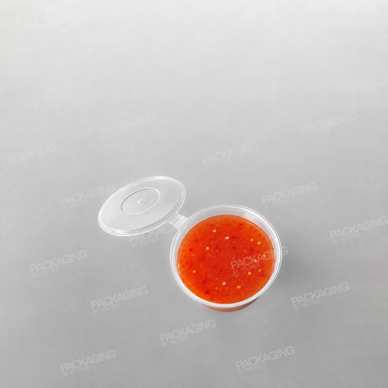 Hinged Plastic Sauce Container Round