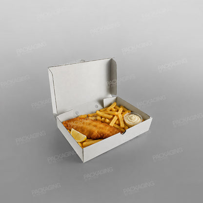White Corrugated Fish & Chips Boxes